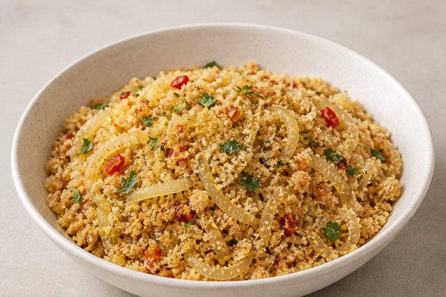 Farofa de cebola com pimenta e limão