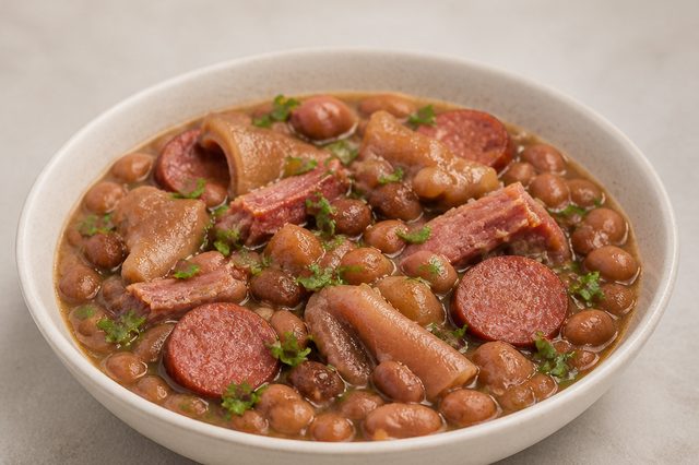 Feijão caipira com carnes e calabresa
