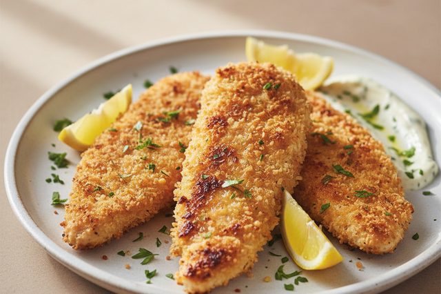 Filé de frango empanado com panko no forno