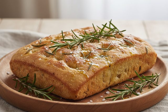 Focaccia de alecrim e sal grosso