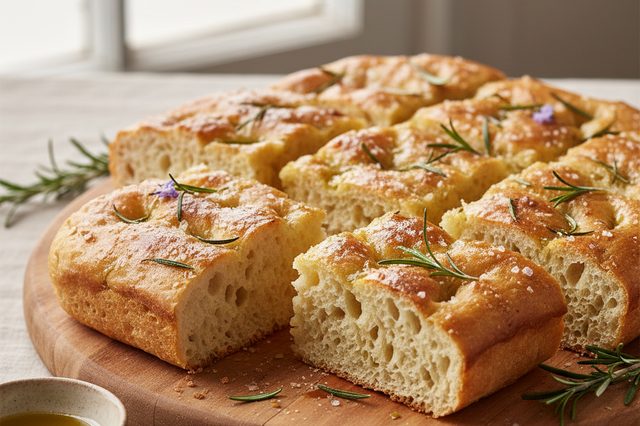 Focaccia sem dobras com azeite