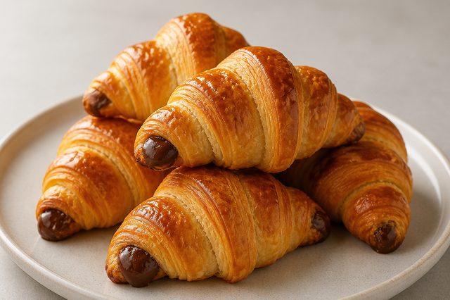 Folhado de chocolate em formato de croissant