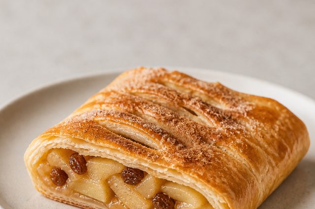 Folhado de maçã com açúcar e canela