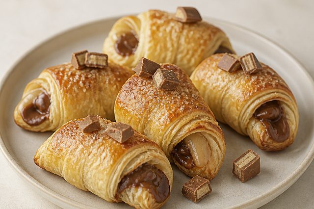 Folhados com creme de avelã e chocolate branco