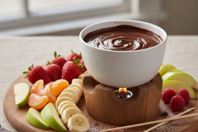 Fondue de chocolate com creme de leite