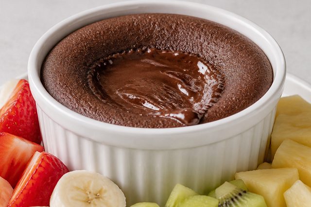 Fondue de petit gâteau com farinha de arroz