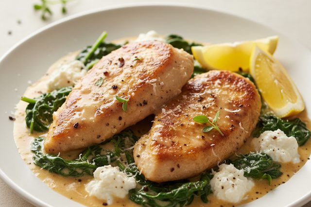 Frango cremoso com espinafre e mascarpone