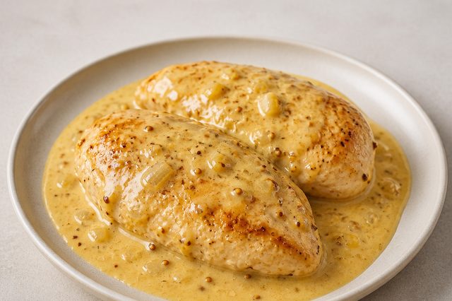 Frango cremoso com mostarda e mel