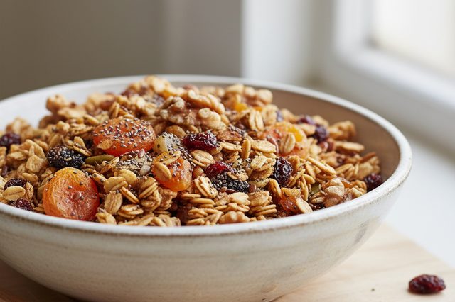 Granola de aveia com sementes e frutas secas