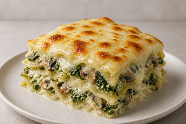 Lasanha verde de espinafre e ricota vegetal