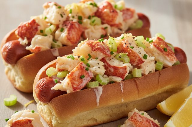 Lobster roll com maionese e aipo