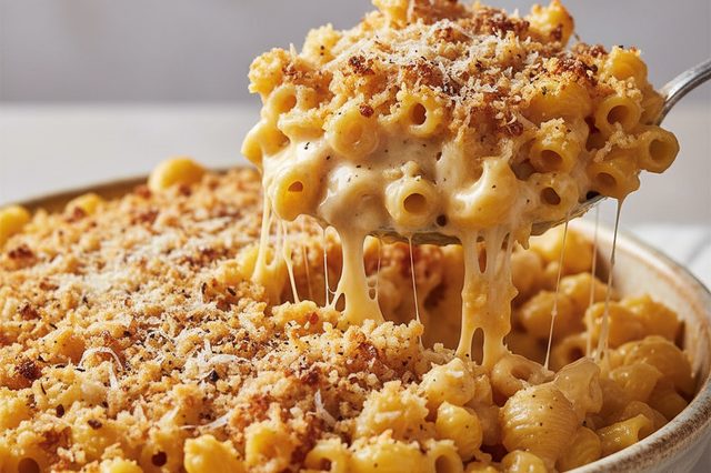 Mac and cheese com cheddar e parmesão
