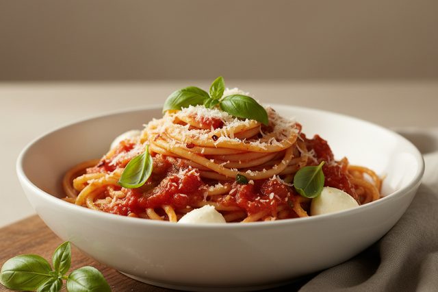 Macarrão ao molho de tomates e alho