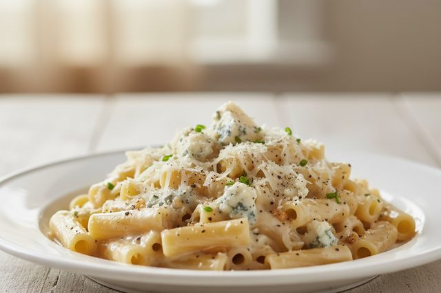 Macarrão cremoso com queijo azul
