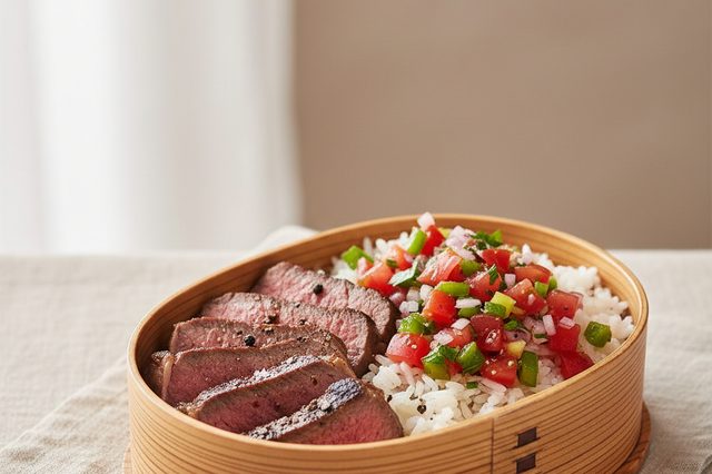 Marmita de Bife com Arroz e Vinagrete