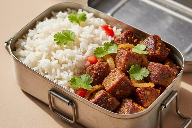 Marmita de Carne de Sol com Arroz de Leite de Coco