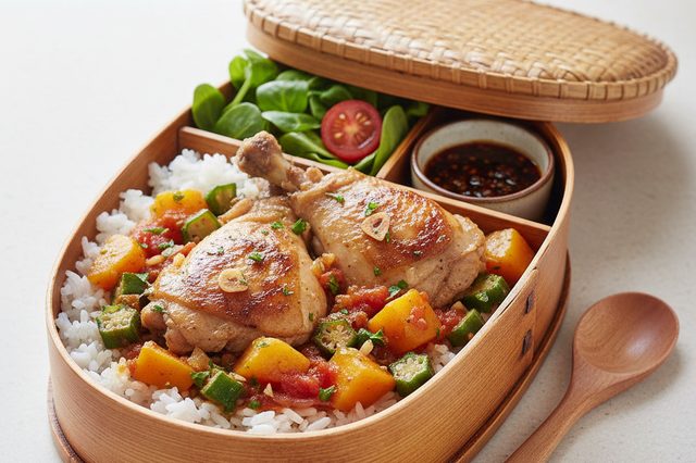 Marmita de Frango com Quiabo e Mandioquinha