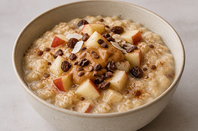 Mingau de proteína vegetal com maçã
