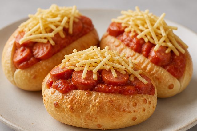 Mini hot dog com molho de tomate