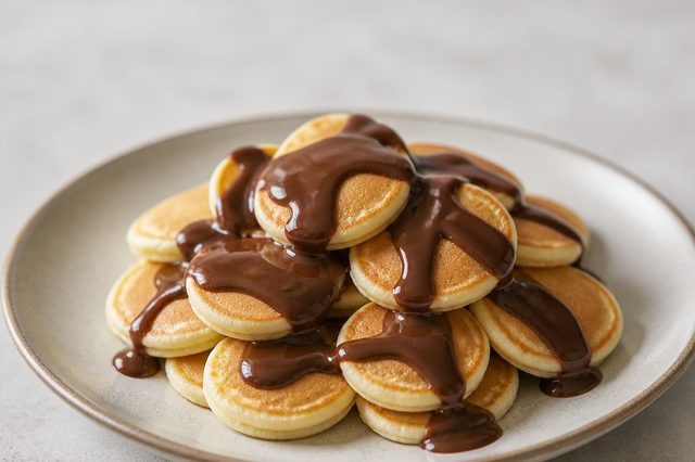 Minipanquecas com ganache de chocolate