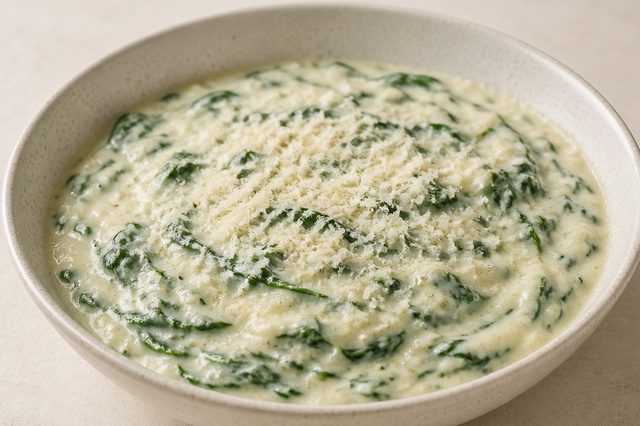 Molho branco com espinafre e parmesão