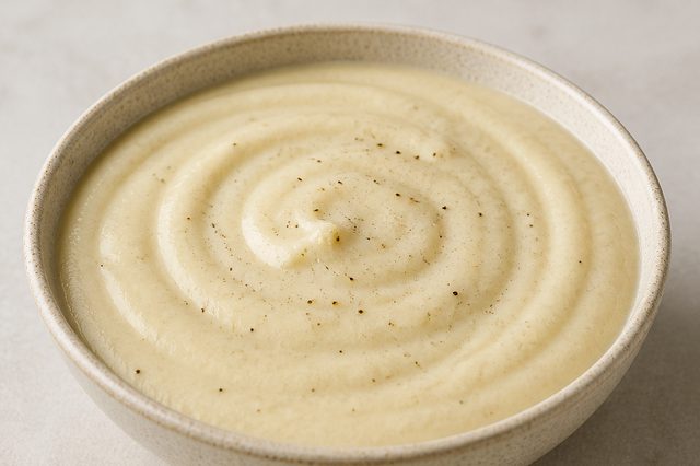 Molho branco vegano de couve-flor, alho-poró e castanhas