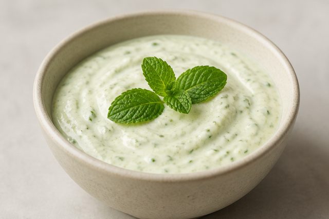 Molho de iogurte vegetal com hortelã