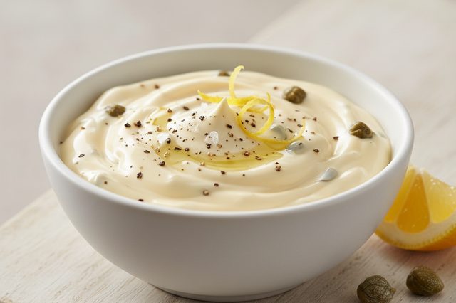 Molho de maionese com alcaparras e limão