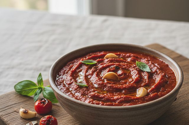 Molho de tomate fresco assado com alho
