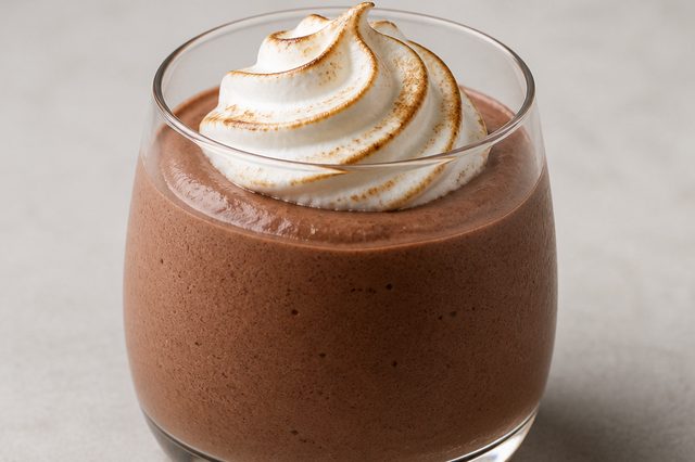 Mousse de chocolate com merengue italiano