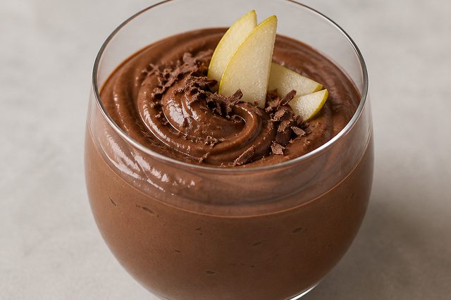 Mousse de chocolate com pera sem açúcar
