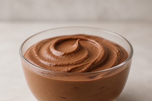 Mousse de chocolate com três ingredientes e creme fresco