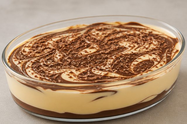 Mousse de maracujá com leite em pó e ganache mesclada