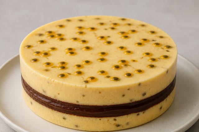 Mousse de maracujá recheada com brigadeiro