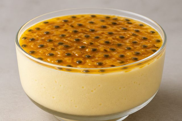 Mousse de maracujá sem gelatina com geleia