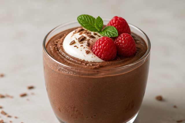 Mousse vegana de chocolate e abacate