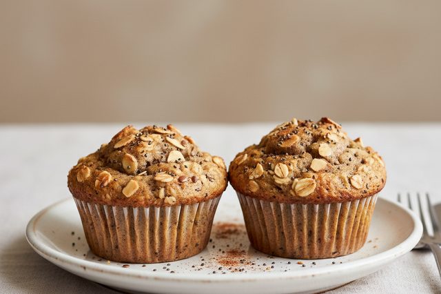 Muffin de banana com aveia e sementes