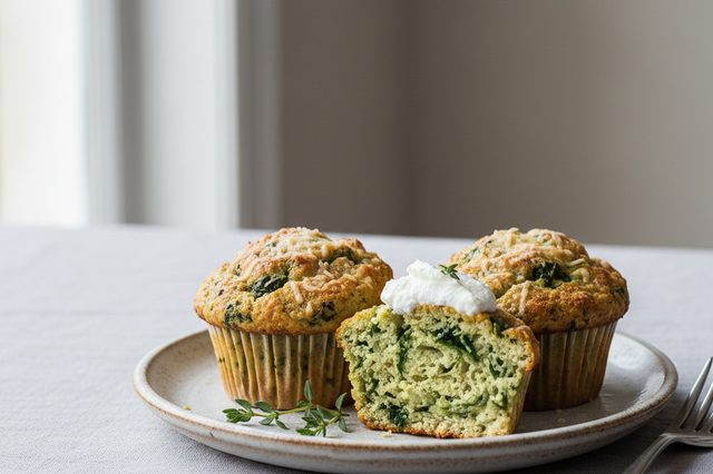Muffins salgados de quark com espinafre