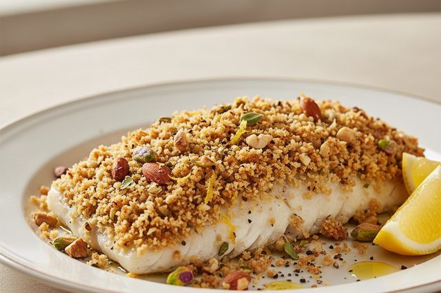 Namorado com crosta de panko e castanhas
