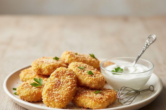 Nuggets caseiros de frango com iogurte