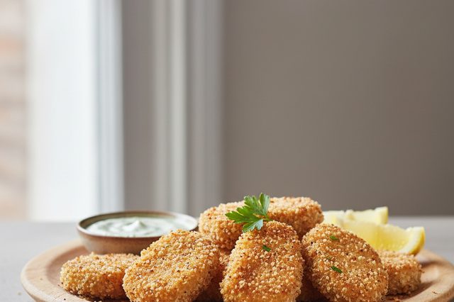 Nuggets de tilápia com panko tostado