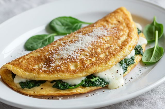 Omelete Low Carb de Espinafre e Queijo