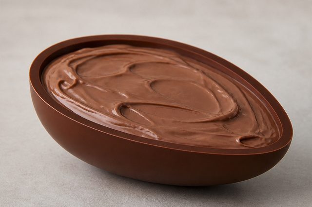 Ovo de chocolate 70% recheado com iogurte e whey