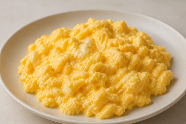 Ovos mexidos cremosos com creme de leite e limão