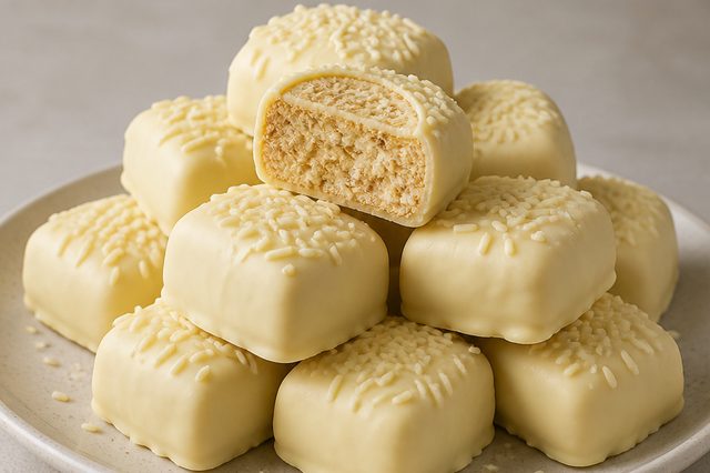 Palha italiana branca banhada em chocolate