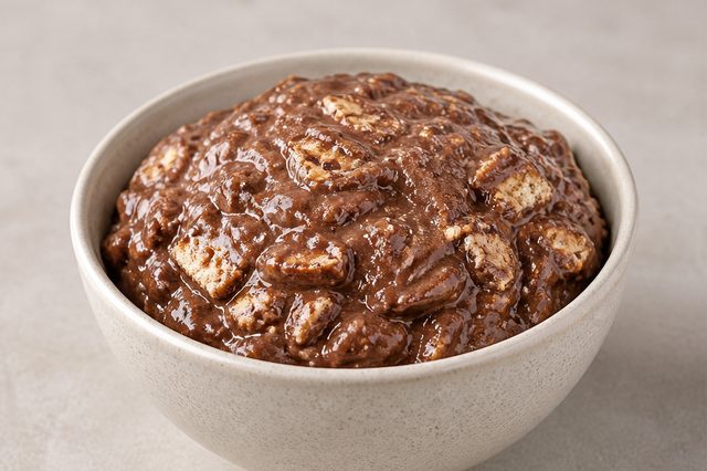 Palha italiana de colher com achocolatado e chocolate ao leite