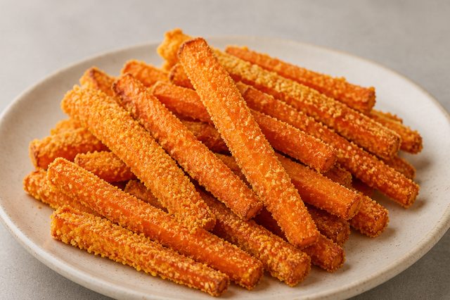 Palitos crocantes de cenoura com flocão na air fryer