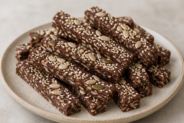 Palitos de chocolate com gergelim e tahine