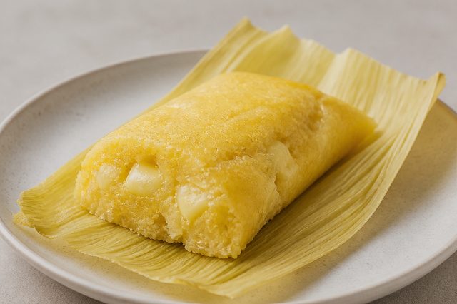 Pamonha cremosa na cuscuzeira com muçarela