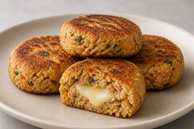 Panqueca de aveia com atum e queijo
